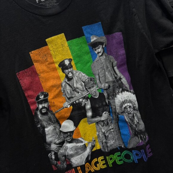 Vintage Village People T-Shirt Small | Black Disco Band Tee Live and Sleazy Grap - Picture 2 of 3